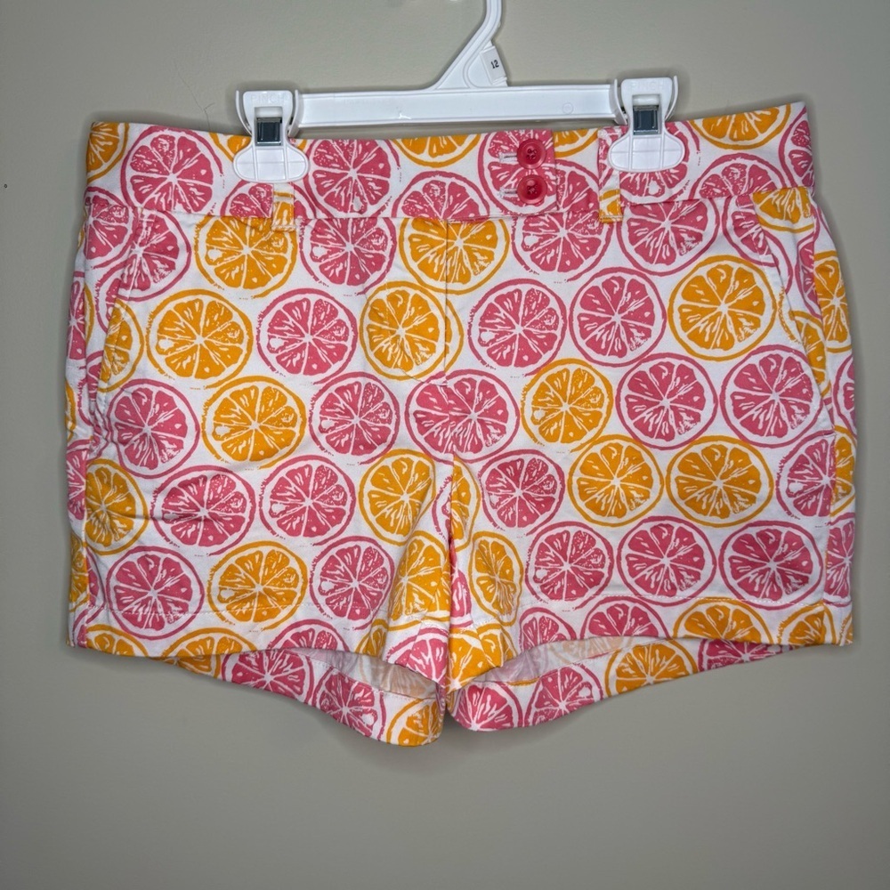 VINEYARD VINES Colorful Citrus Mid Rise Chino Shorts Pink/Orange/White 4